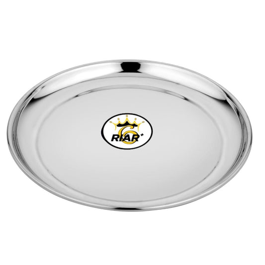 Riar Stainless Steel Rajbhog Dinner Plate - Modern Round Design, 18 cm