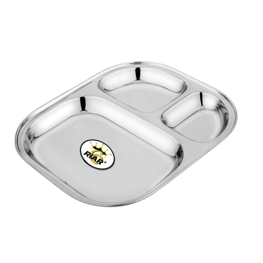 Riar Stainless Steel Modern Dinner Plate 3-in-1 – Dynasty Big, Round Design set 6 pic