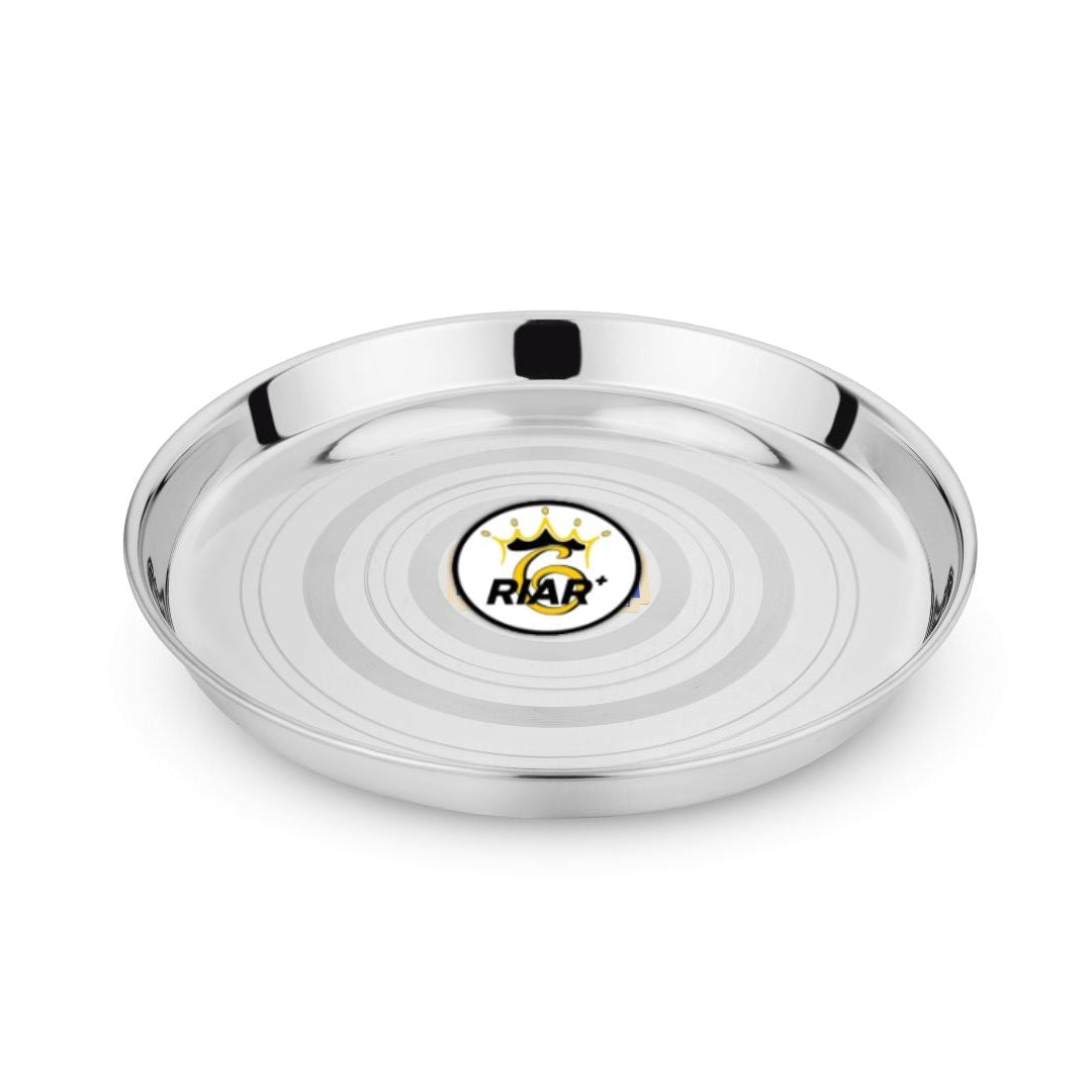Riar Stainless Steel Khomcha 22g Silver, Modern Touch Dinner Plate  – 12 Inches, Round