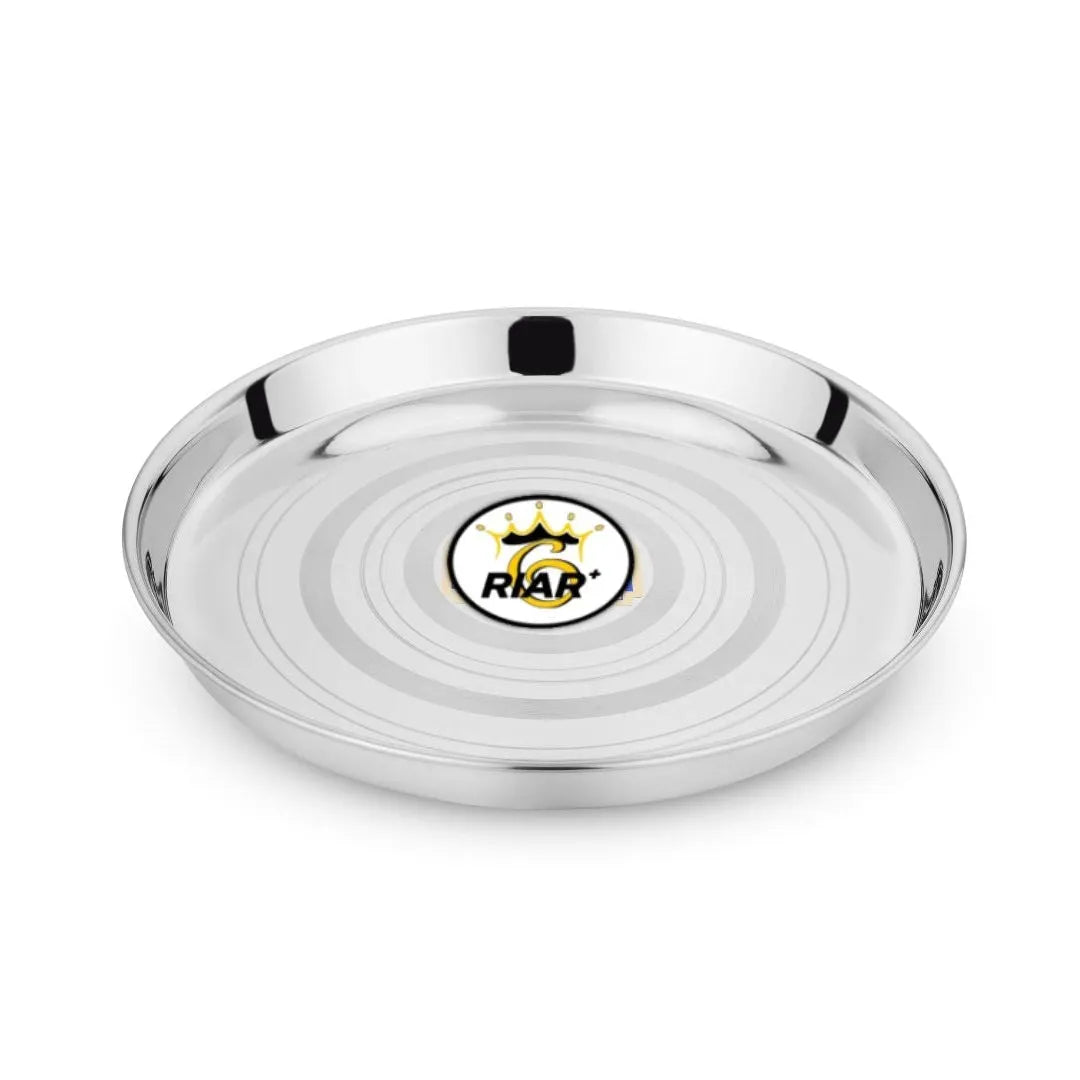 Riar Stainless Steel Khomcha 22g Silver, Modern Touch Dinner Plate  – 12 Inches, Round