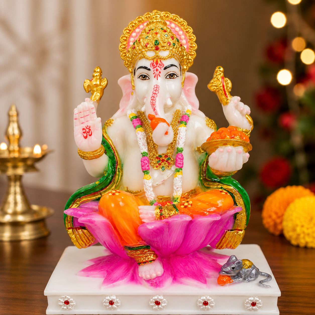 Premium Lord Ganesha Idol for Home & Mandir | Decorative Ganpati Murti for Puja, Festival & Spiritual Decor