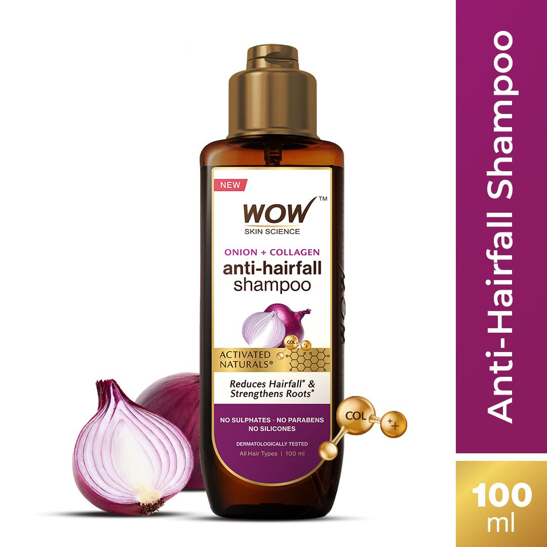WOW Skin Science Onion + Collagen Anti-Hairfall Shampoo | No Paraben | No Sulphate | For Men & Women- 100ml