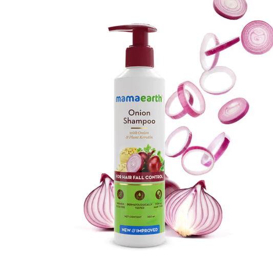 Mamaearth Onion Shampoo 250ml | Hair Fall Control Shampoo with Onion Oil & Plant Keratin for Strong, Thick & Healthy Hair