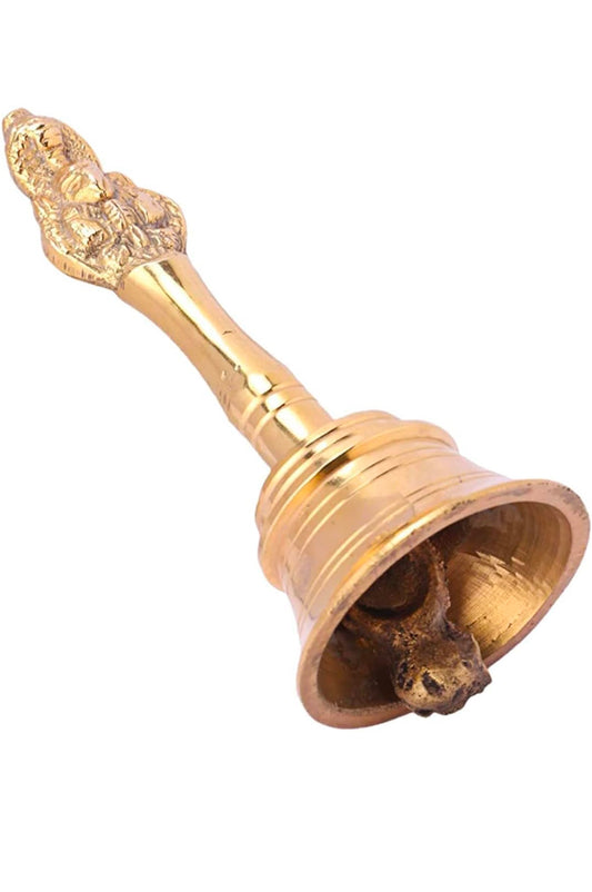 Traditional Pooja Ghanti Silver – Plated Temple Bell with Nandi