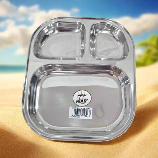 Riar Stainless Steel Modern Dinner Plate 3-in-1 – Dynasty Big, Round Design set 6 pic