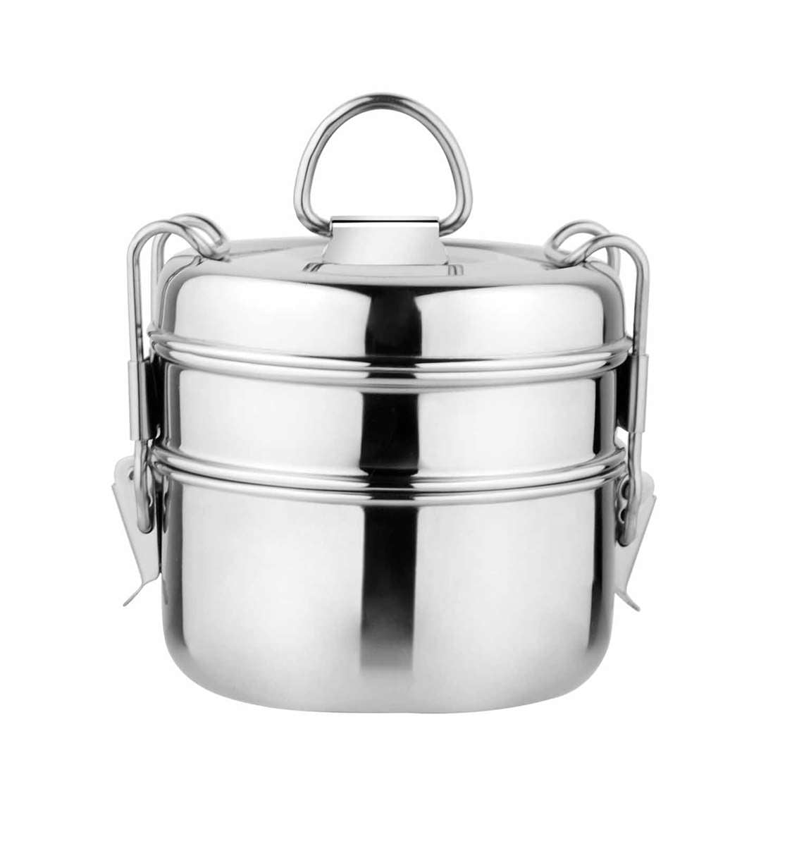 Riar Stainless Steel Clip Tiffin – Silver, Modern Design
