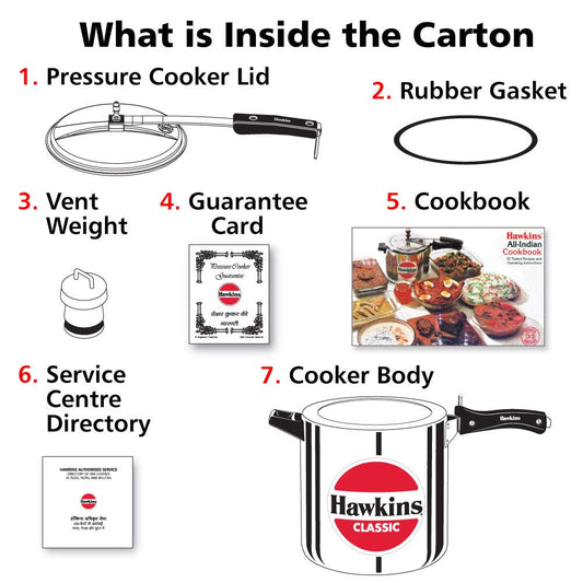 Hawkins Aluminium Classic Pressure Cooker, Inner Lid Cooker, 12 Litre