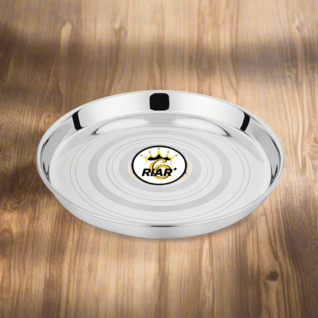 Riar Stainless Steel Khomcha 22g Silver, Modern Touch Dinner Plate  – 12 Inches, Round