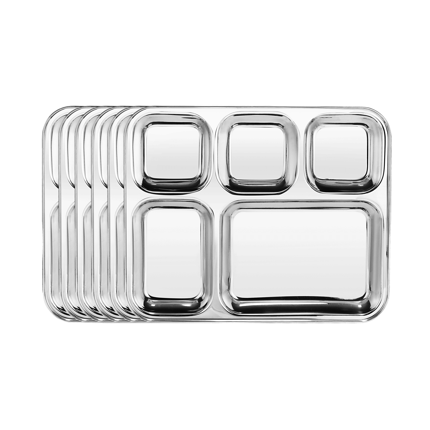 Riar Stainless K BHOJAN THAL SQUARE 5IN1 ROUND KATORI 6 pic set