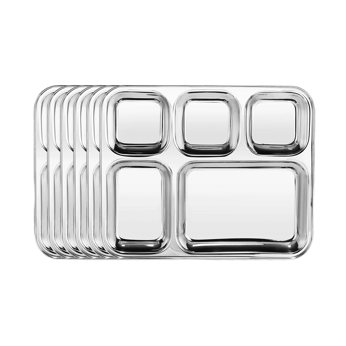 Riar Stainless K BHOJAN THAL SQUARE 5IN1 ROUND KATORI 6 pic set