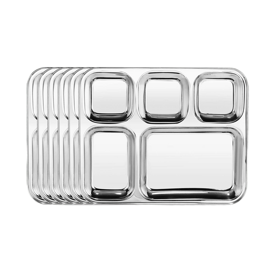 Riar Stainless K BHOJAN THAL SQUARE 5IN1 ROUND KATORI 6 pic set