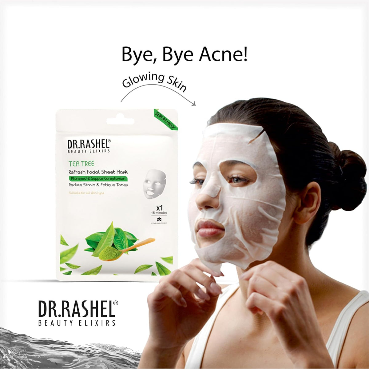 DR.RASHEL Tea Tree Face Sheet Mask With Serum For Women and Men | All Skin Types | Soft and Healthy Skin | Deep Cleansing & Oil Control | Repairing & Nourishment | Soothing And Hydrating | Paraben Free