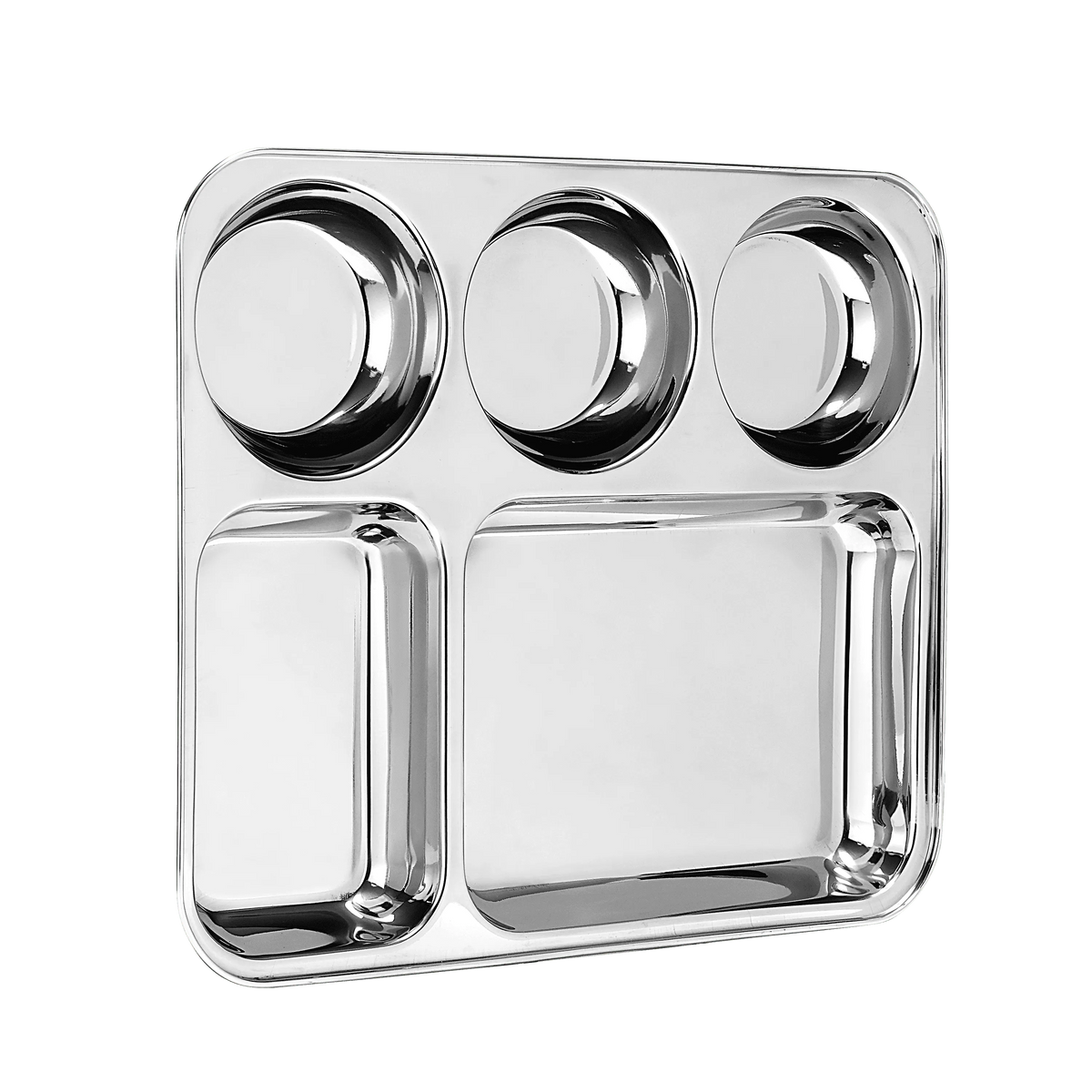 Riar Stainless Steel Modern Dinner Plate  5 IN 1 BHOJAN THAL R/KATORI 6 Piece Set