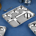 Riar Stainless Steel Modern Dinner Plate  5 IN 1 BHOJAN THAL R/KATORI 6 Piece Set