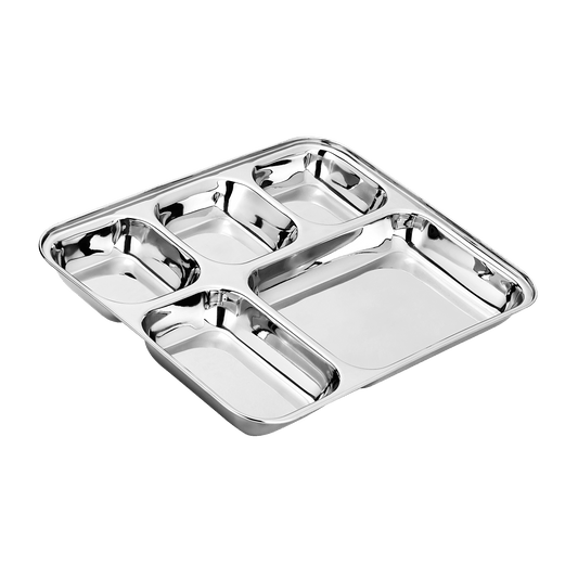 Riar Stainless K BHOJAN THAL SQUARE 5IN1 ROUND KATORI 6 pic set