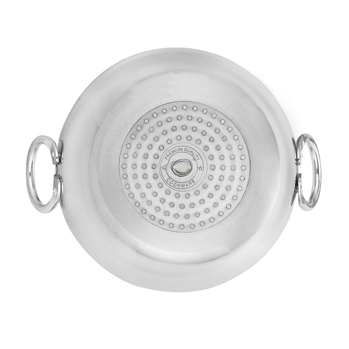 Riar Aluminium Kadhai – Induction Base Steel Polish, 22.5 cm, Modern Round Design