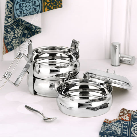Airan Stainless Steel Tiffin Handi Laser – Silver, Modern Design