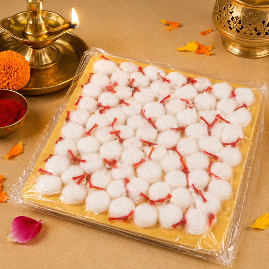 Premium Cotton Round Jyot Batti | Handmade Puja Cotton Wicks for Diya, Aarti & Temple Rituals