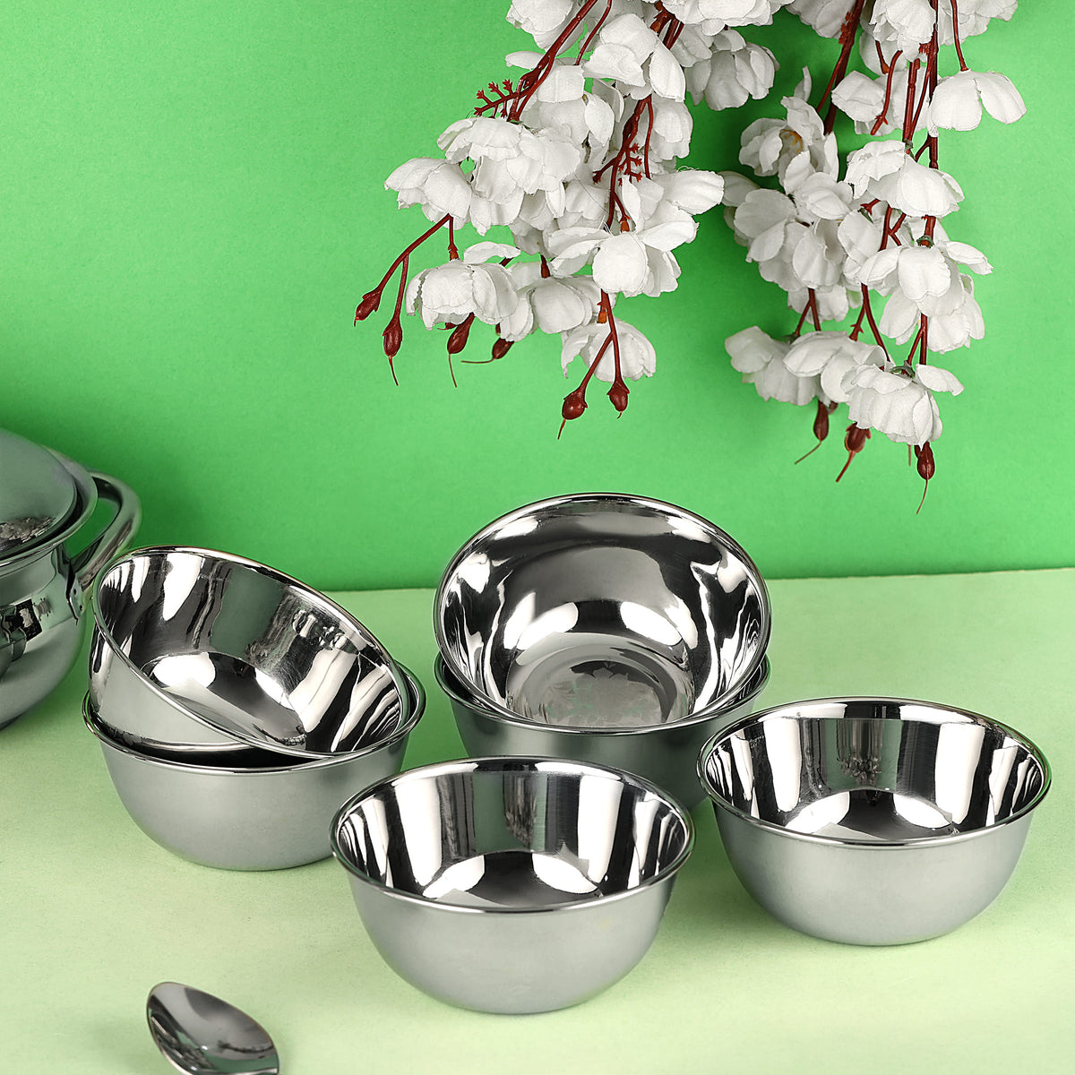 Riar Vinod Stainless Steel Stainless Steel Bati Silver Touch - 8 Inches