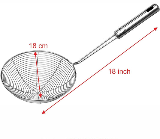 Riar Stainless Steel Jhara,Zara chinese Deep Fry Strainer PuriSkimmer Strainer - 14 Cm