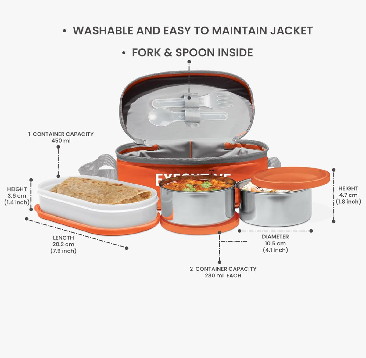 Milton Stainless Steel Executive Lunch Box – 3 Container Set