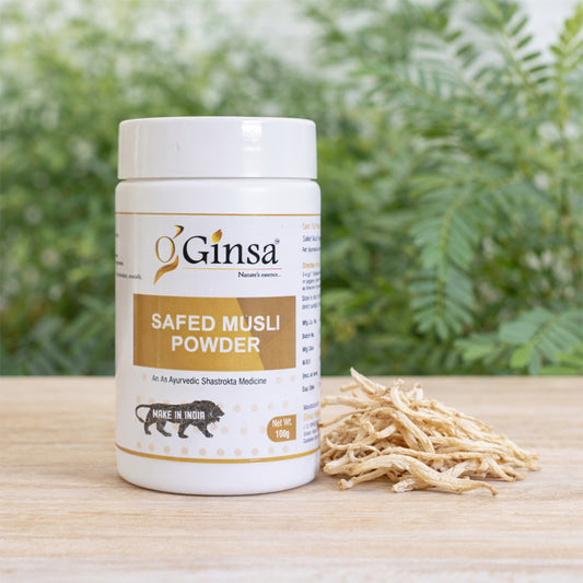Ginsa Safed Musli Powder 100g | Pure Ayurvedic Safed Musli Powder for Strength, Energy & Vitality