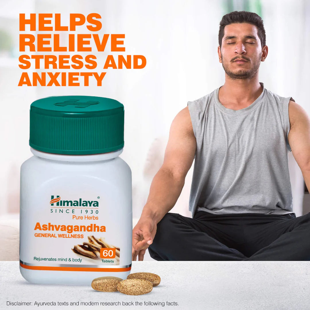 Himalaya Ashwagandha Tablets for Stress Relief, used for energy, mental balance