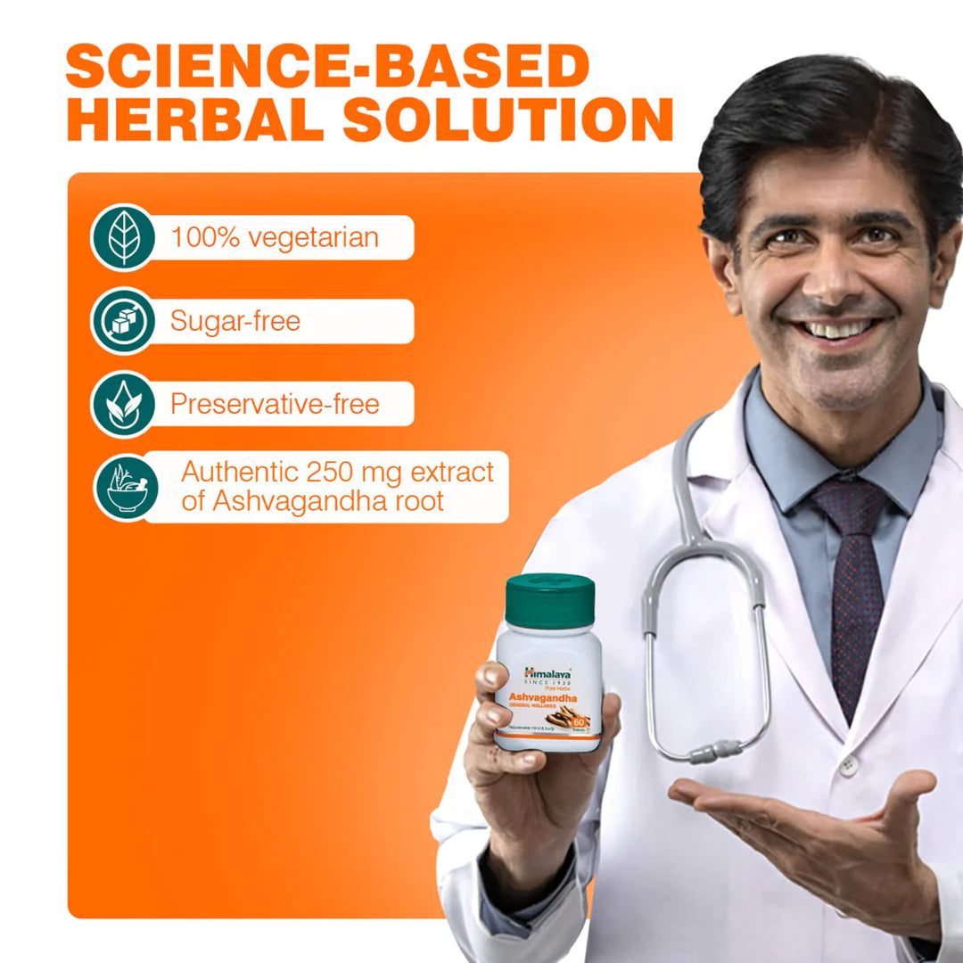 Himalaya Ashwagandha Tablets for Stress Relief, used for energy, mental balance