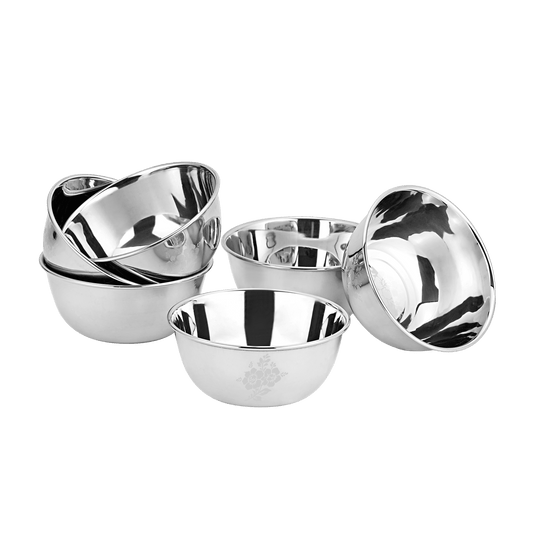 Riar Vinod Stainless Steel Plain Bowl (Katori) - 4 Inches, Plain Silver Finish