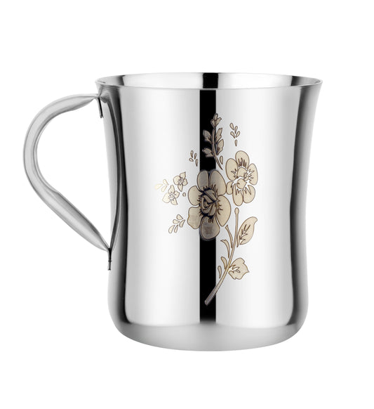 Riar Stainless Steel Tea Coffee Cup Printed Floral Design,Hot Cold Coffee Cup 200 ML
