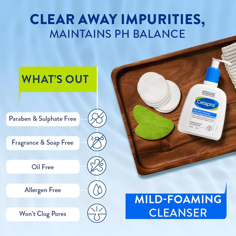 Cetaphil Oily Skin Cleanser Foaming Face Wash For Acne Prone Skin Daily Use Dermatologist Recommended