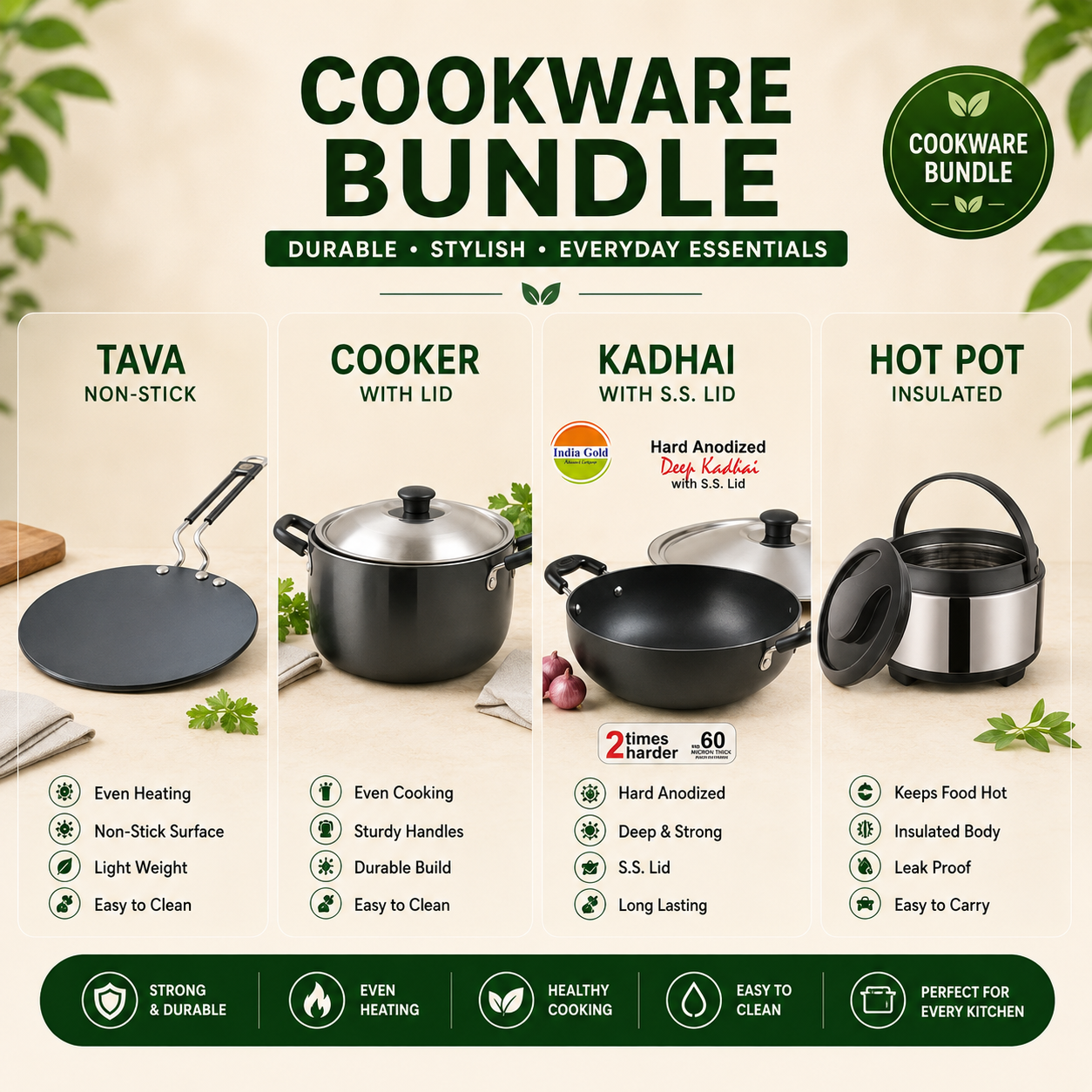 Cookware Bundle - Complete Kitchen Cooking Essentials Set