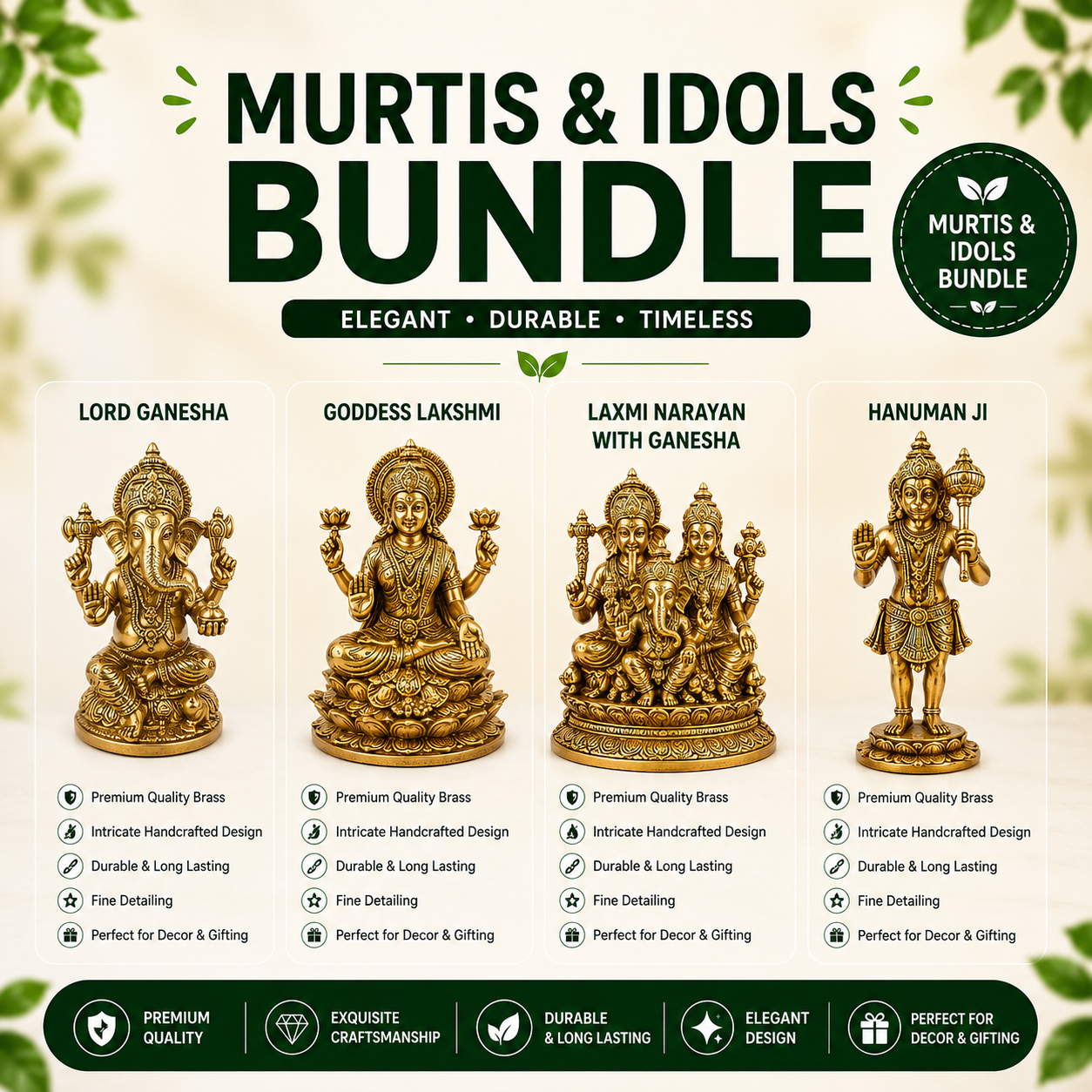 Murtis & Idols Bundle - Premium Brass Spiritual Collection