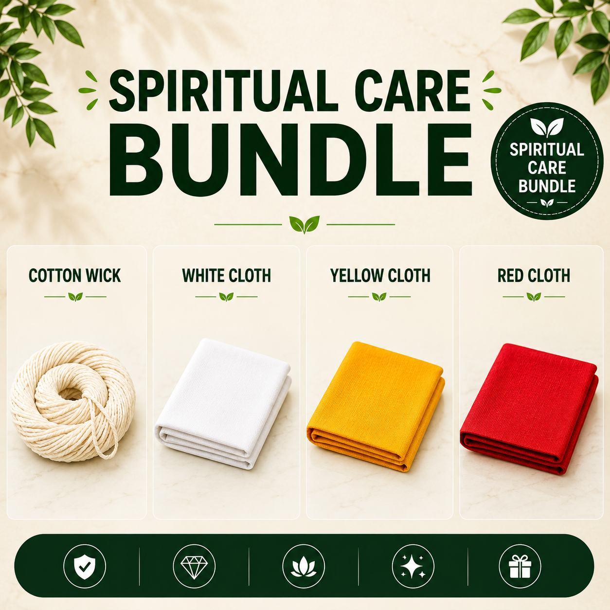 Spiritual Care Bundle - Essential Pooja Cloth & Cotton Wick Collection