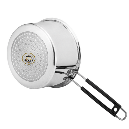 Riar Aluminium Saucepan with Induction Base and Steel Polish - Modern Round Design, 16 cm