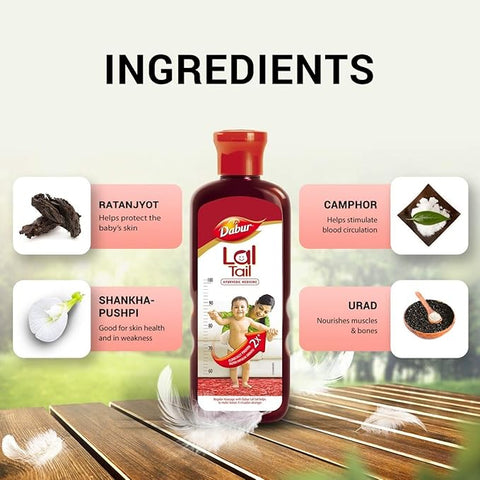 Dabur Lal Tail – Ayurvedic Baby Massage Oil for Bone, Muscle & Skin Health 200ml