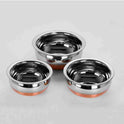 Rajat Stainless Steel Serving & Cook Handi Copper Bottom with Lid 3,5pic set