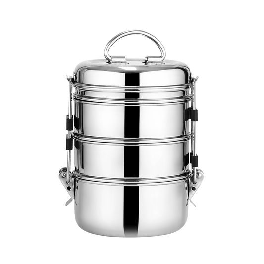 Riar Stainless Steel Clip Tiffin – Silver, Modern Design