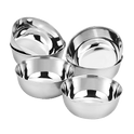 Riar Stainless Steel Mukta Bati Plain  Katori/Bowl Set - 6 Pieces (5 Inches)