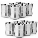 Riar  Stainless Steel Baby Damru Plain Glass Set - 6 Pieces, 6.5 cm x 8 cm