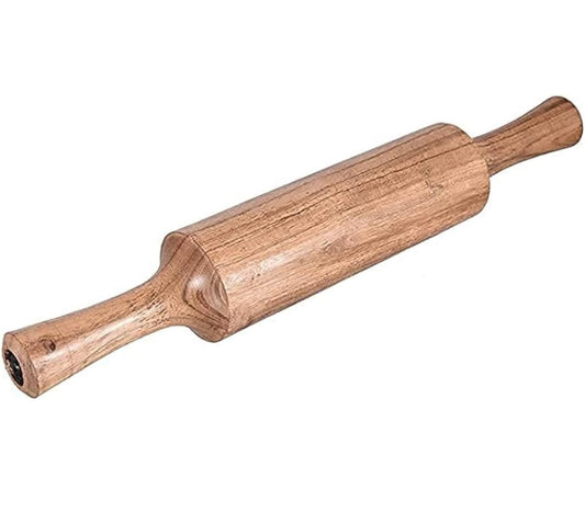 Riar Wooden Belan with Wood Polish and Revolving Base - Modern Style, 14-Inch