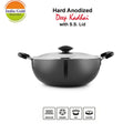 India Gold Aluminium Hard Anodised Kadhai - Black, 480g, Modern Style, 17 cm