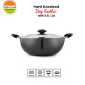 India Gold Aluminium Hard Anodised Kadhai - Black, 480g, Modern Style, 17 cm