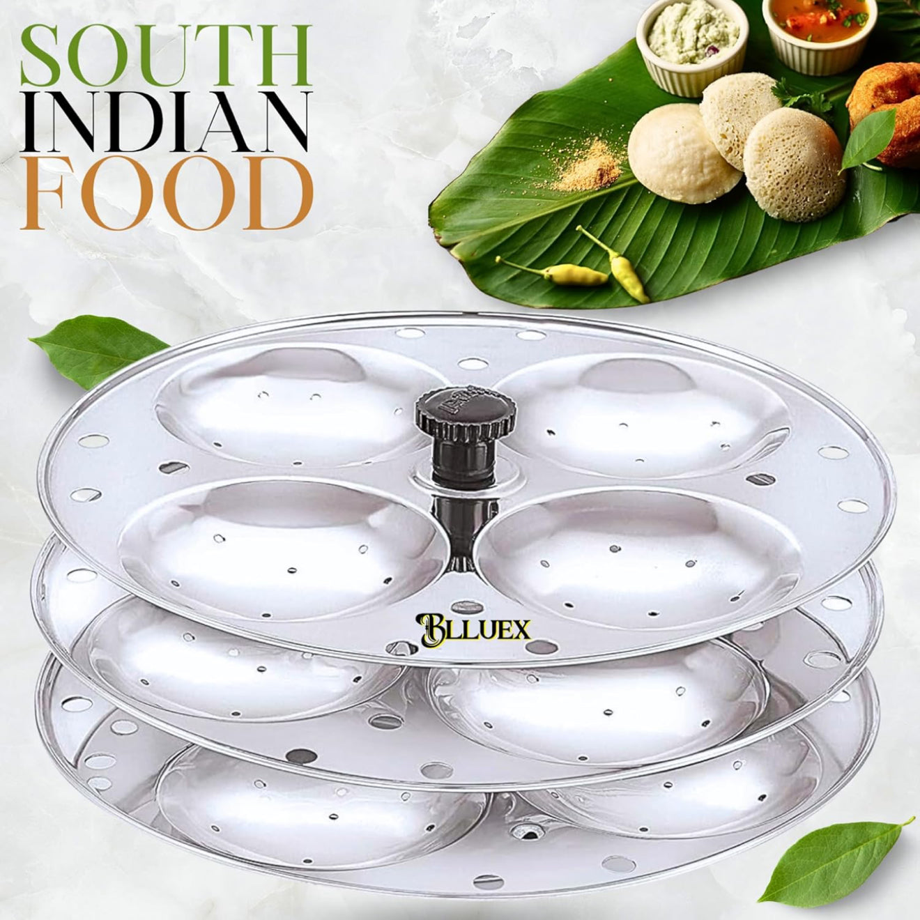 Riar Stainless Steel Idly Stand – Silver, Round Design