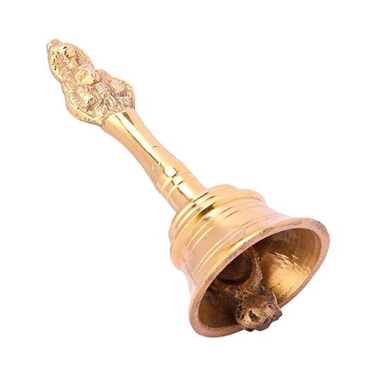 Riar Brass Combo Of Nagpari Head Pooja Bell With Pure Flower Shape Diya (2 Pieces, Gold)