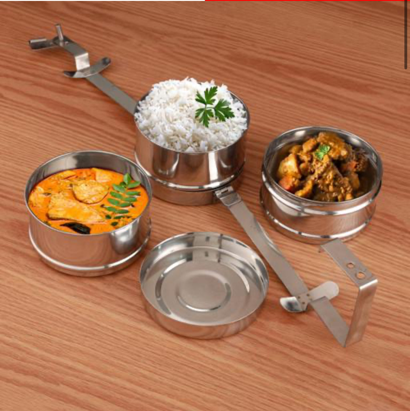 Riar Stainless Steel Bombay Tiffin – Silver, Modern Design