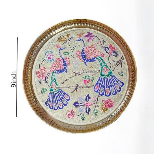 Decorative Brass Flower Vase – Hand-Engraved Multicolor Floor Showpiece