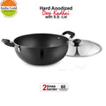 India Gold Aluminium Hard Anodised Kadhai - Black, 480g, Modern Style, 17 cm