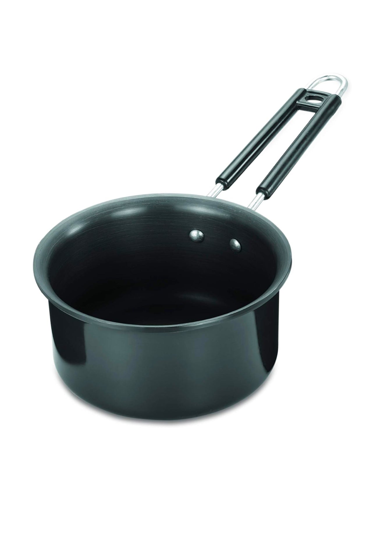 India Gold Aluminum Sauce Pan Hard Anodised - Black, Modern Round Design, 14.5 cm