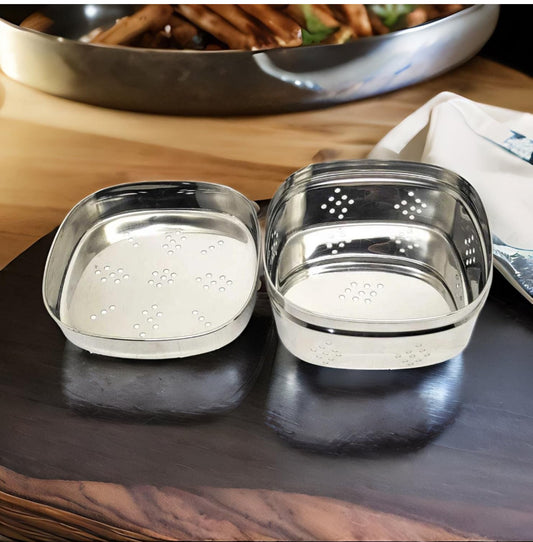 Amarjyoti Stainless Steel Dhaniya Dabbi Set for Coriander Seeds and Spices Storage